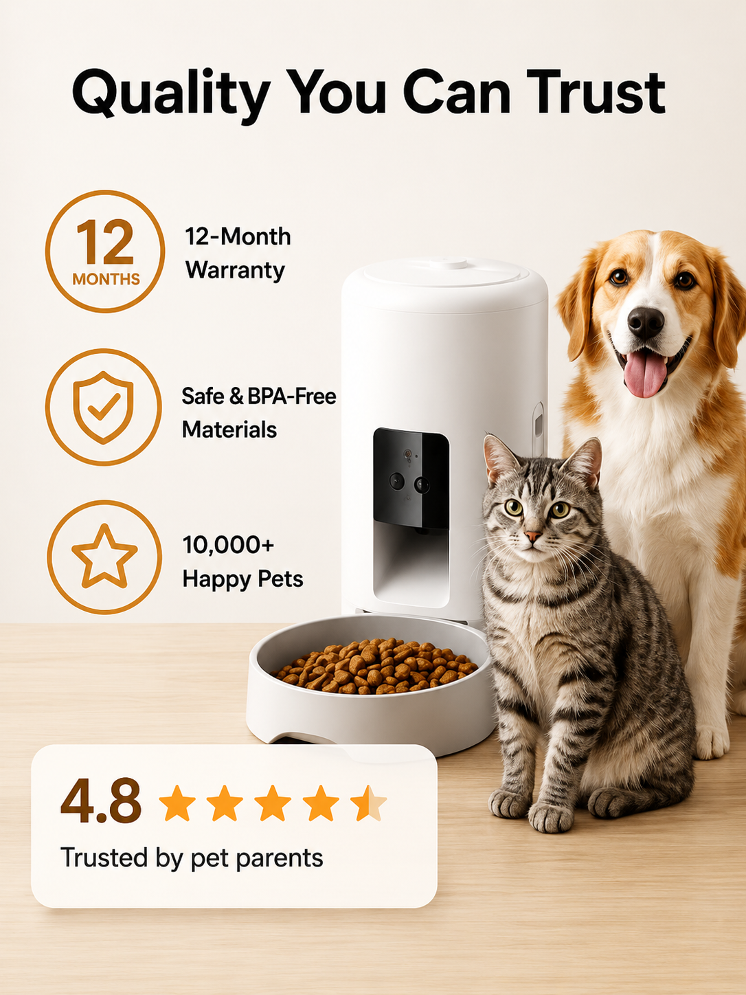 Smart Automatic 2L Pet Feeder — WiFi App Control, Scheduled Meals & Portion Control